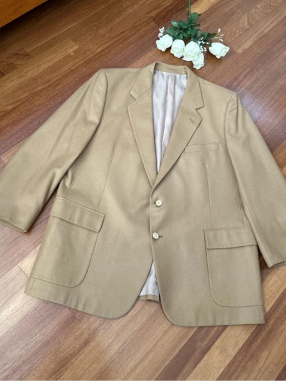 Men's Classic 100% Wool Khaki Blazer - Tailored Sport Coat